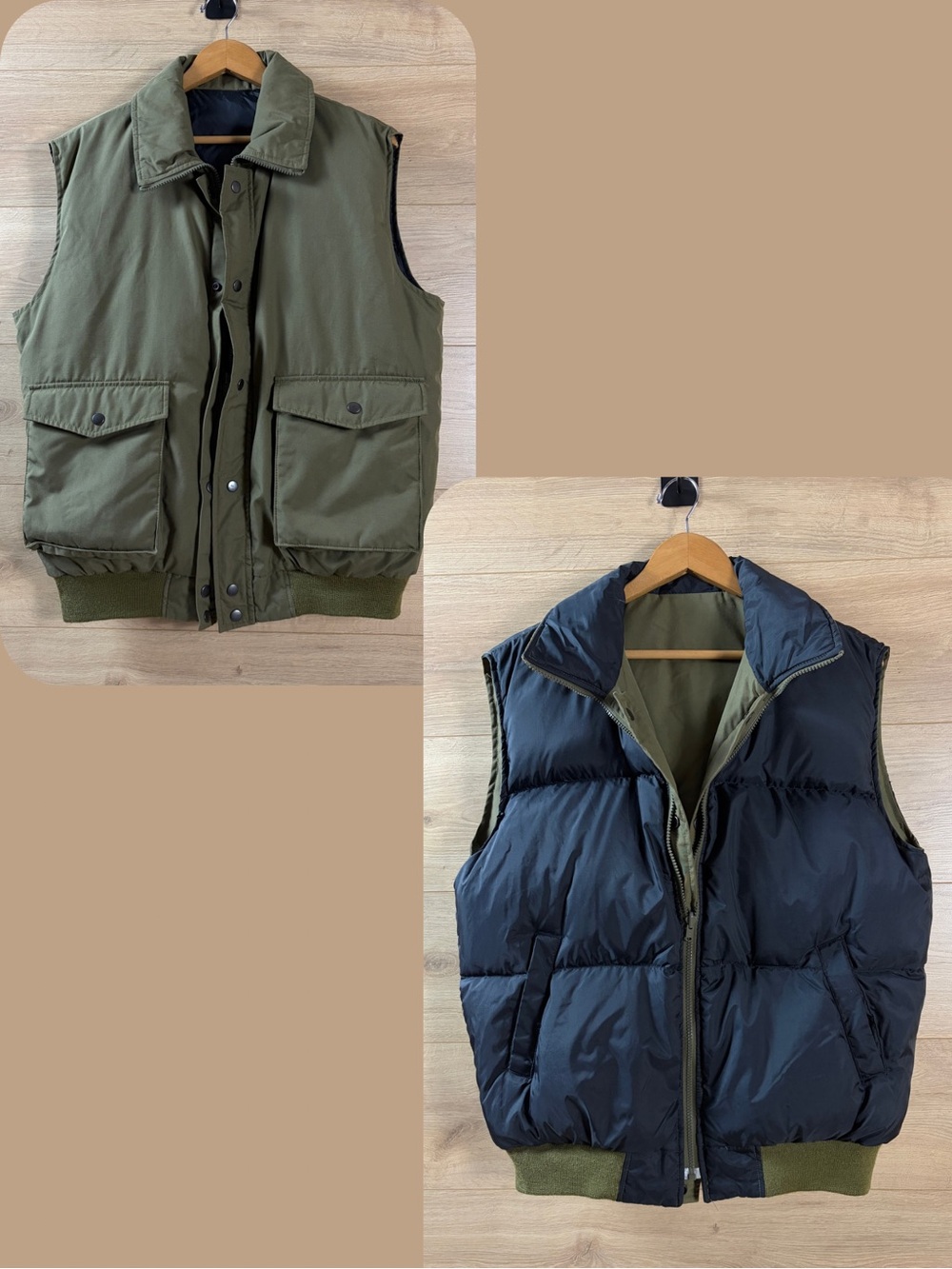Men's Vintage Outdoor Exchange Reversible Green/Black Down Puffer Vest Large